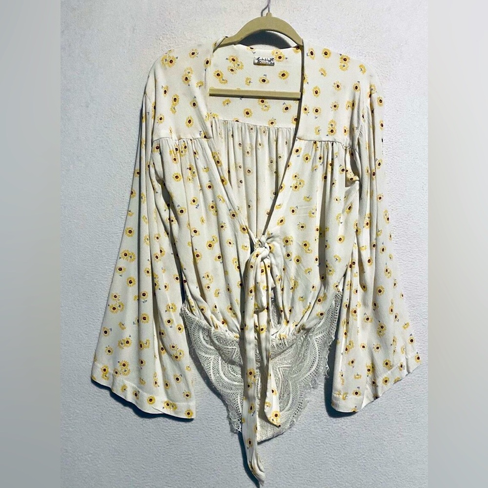 Free People Intimately Sunflower Bell Sleeve Bodysuit - Picture 1 of 5